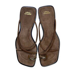 Jeffrey Campbell Islander Slide 9 Sandal Brown Gold Toe Ring